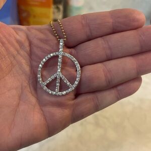 CZ Peace sign pendant with large bale. Stunning! Lots of sparkle too